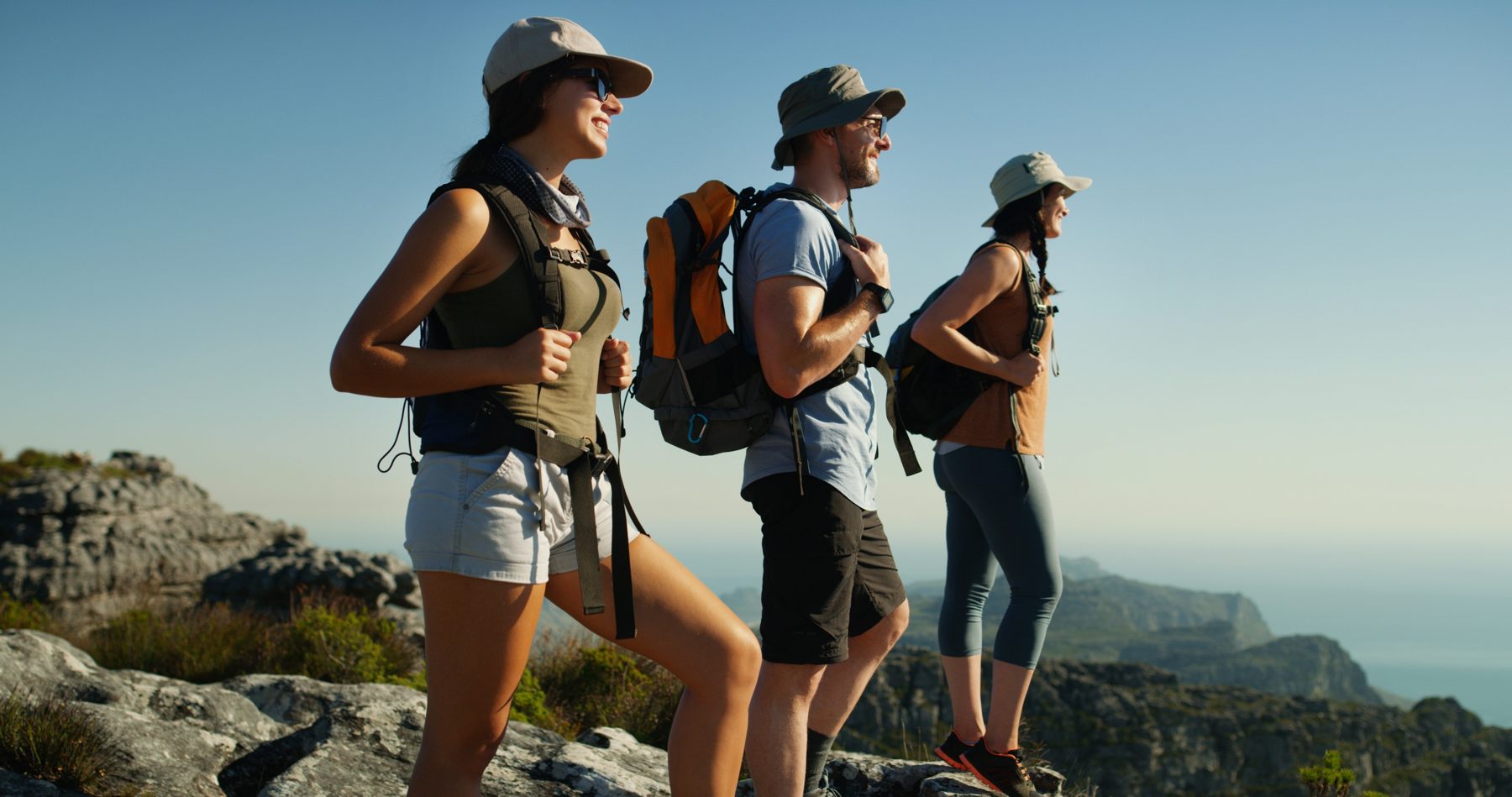 Hikers on a ridge